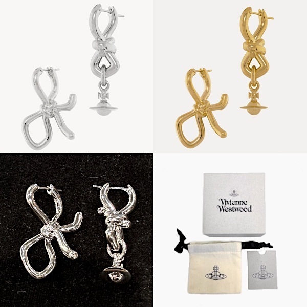 ★vivienne westwood アシンメトリー ロゴ&リボン ピアス ★