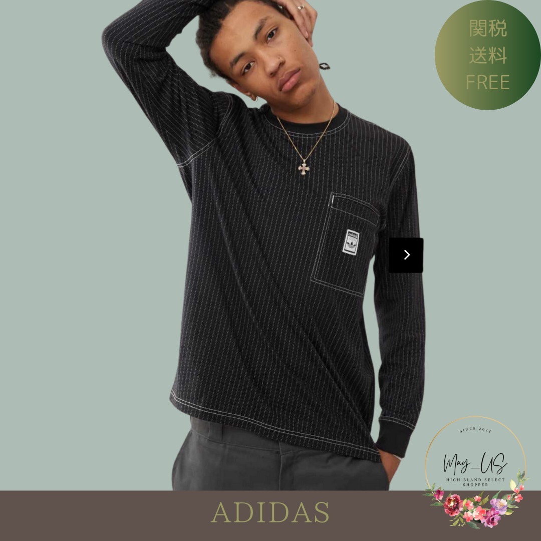 adidas◆Wabash 長袖 Tシャツ ピンストライプ 送料関税込 adidas◇Wabash 長袖 Tシャツ ピンストライプ 送料関税込