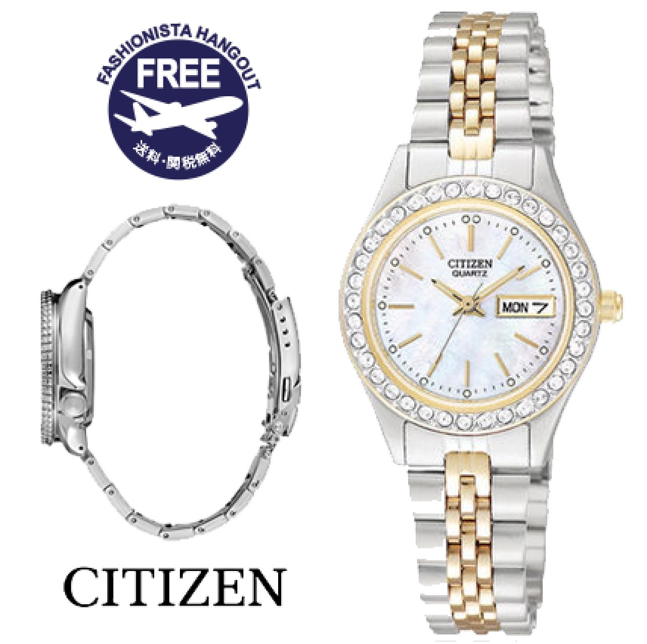 CITIZEN シチズン Quartz Crystal Accent Ladies Watch