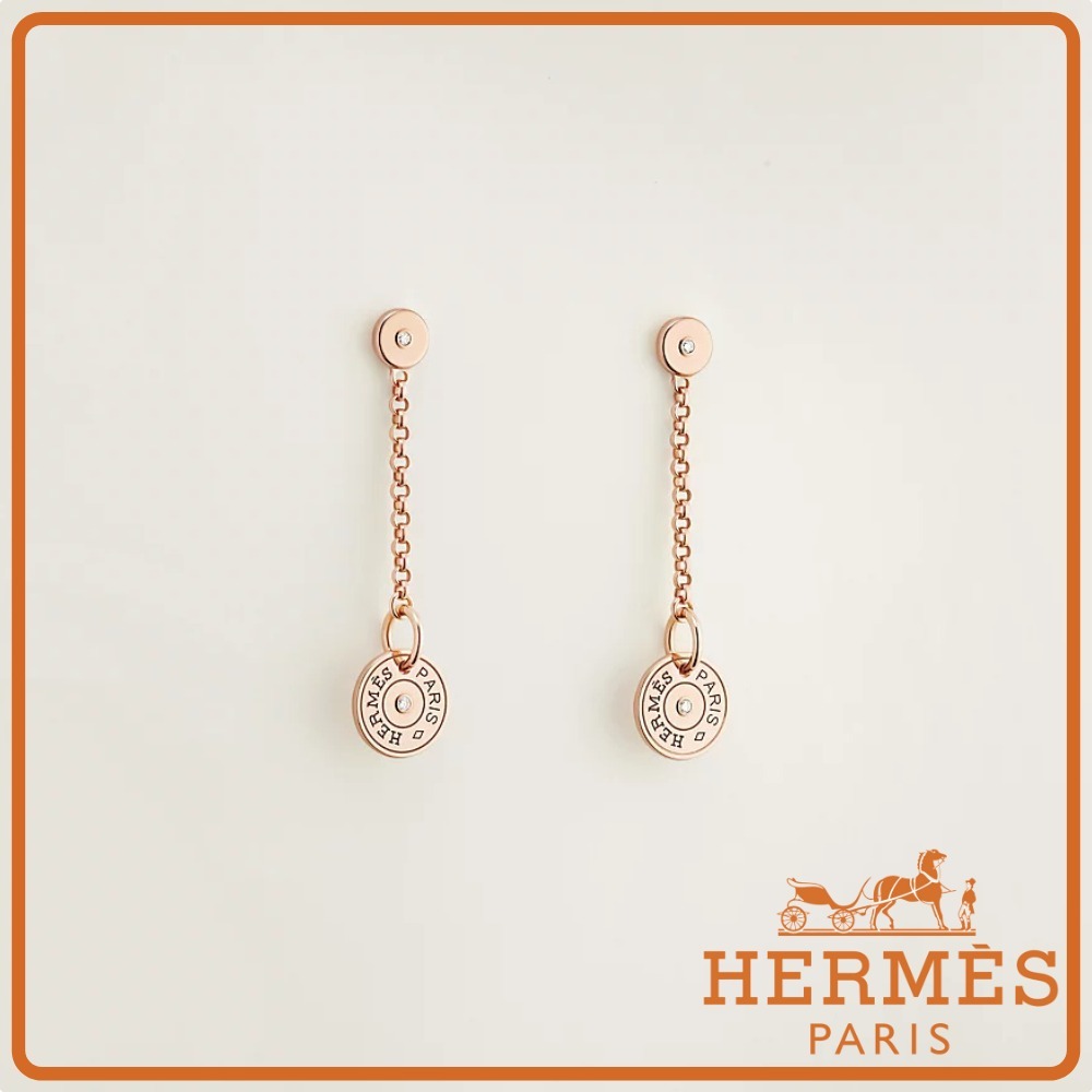 【HERMES】ダイヤモンド×Rose Gold☆ピアス Hermes Ex-Libris