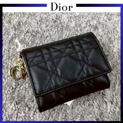 【出会えた一点物】DIOR レディディオール折りたたみ財布 Dior LADY DIOR(ディオール レディ ディオール) 折りたたみ財布