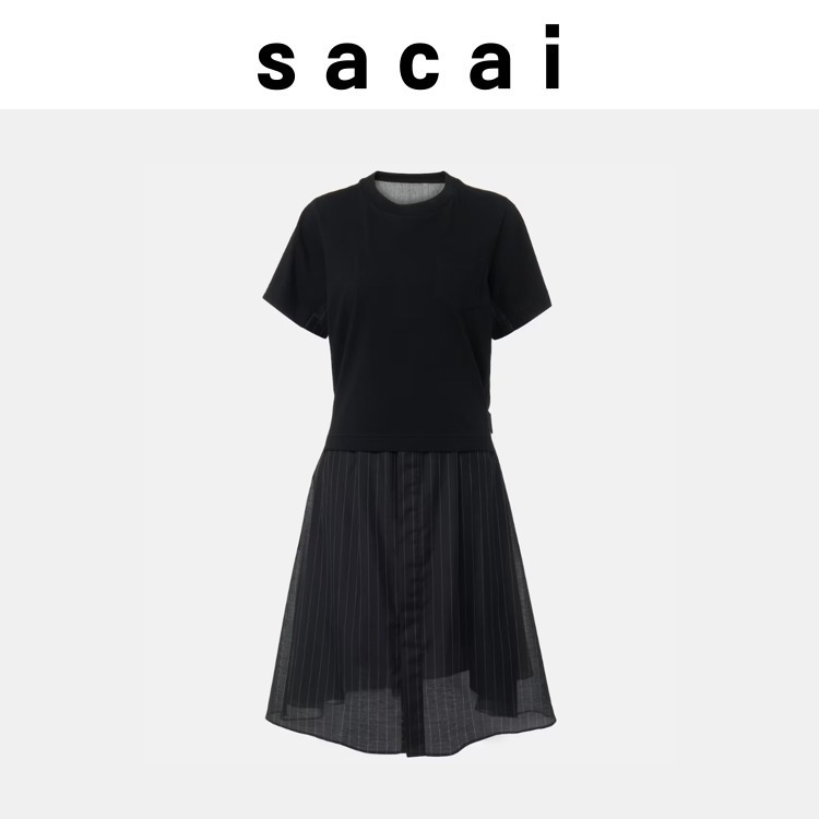 【SACAI】☆送料関税込み☆ コットンとオーガンザのミニドレス