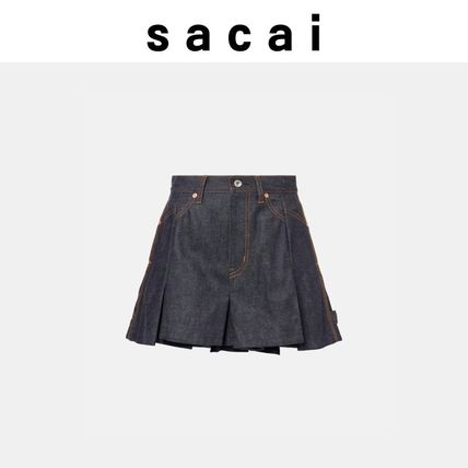 【sacai】ウール混 ツイード ミニスカート ＊関税/送料込み sacai サカイ☆ツイードミニスカート☆ブラック×ブラウン異素材