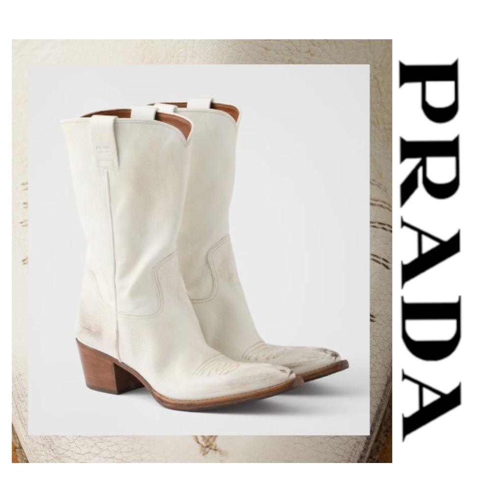 注目の新作♪【PRADA】ウエスタン レザーブーツ：入手困難
