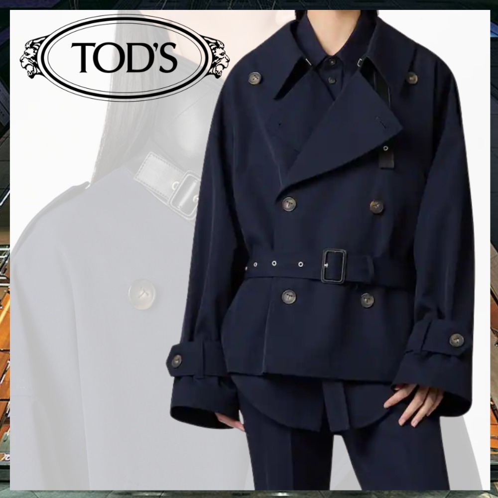 【シンプルで上品】TOD'S ショートウールブレンドトレンチコート