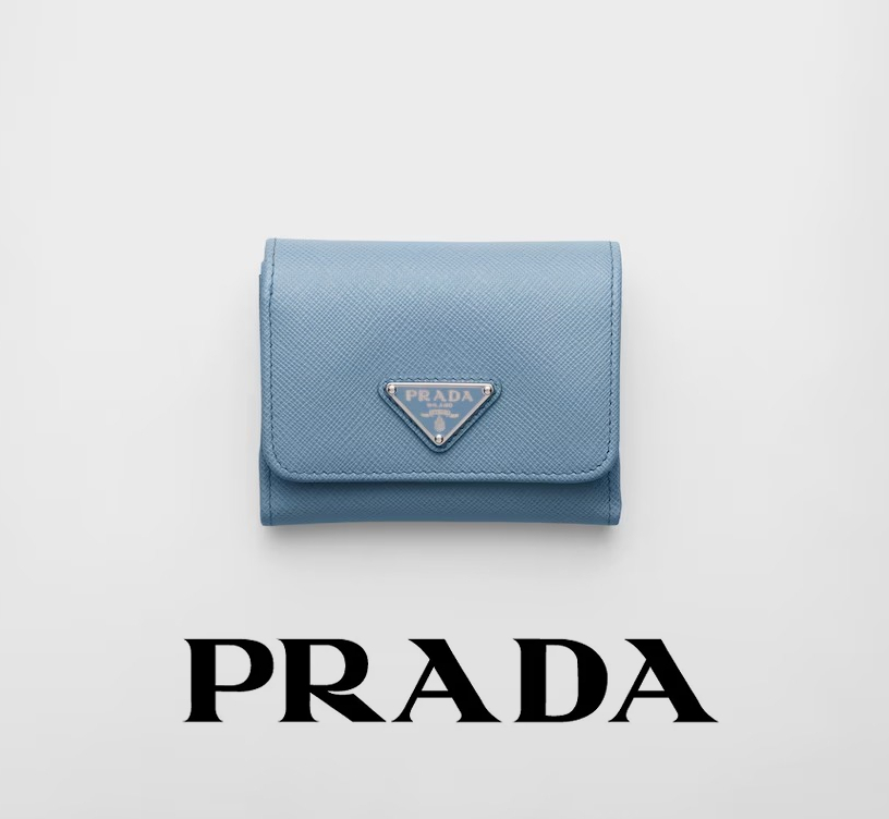 サフィアーノトライアングル 財布 ライトブルー PRADA 国内