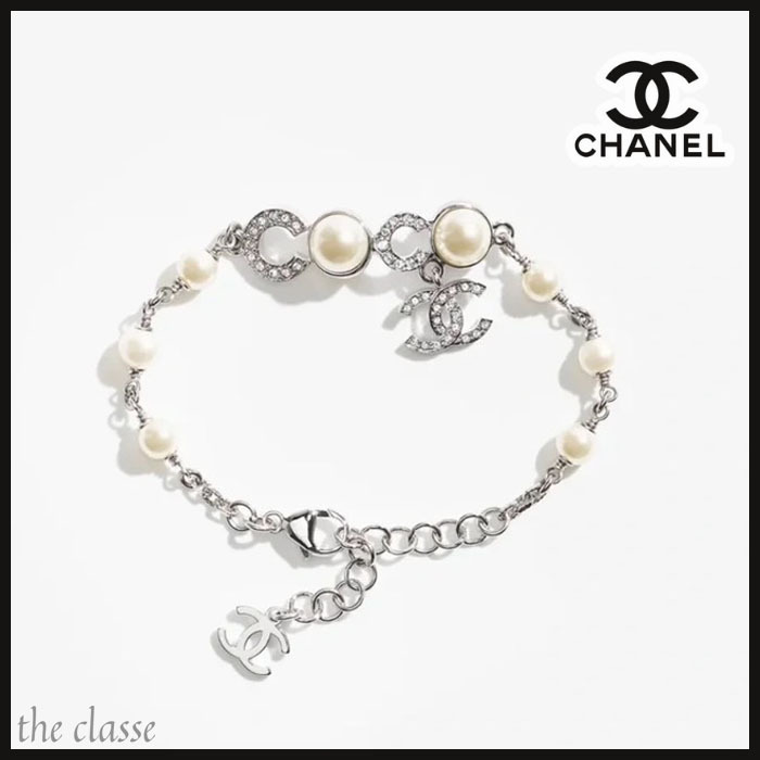 【パールが上品】CHANEL 25S CCロゴパールブレスレット