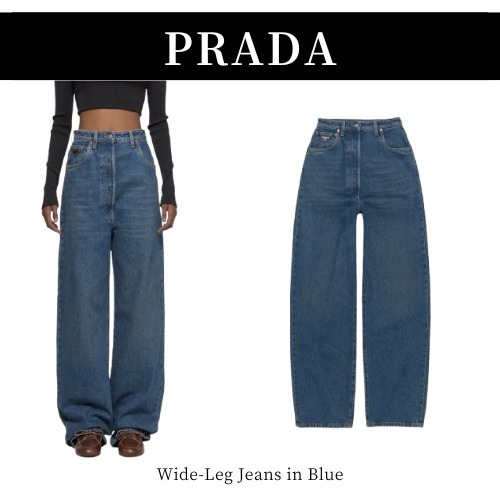 SS25 PRADA◆ブルーのワイドレッグジーンズ