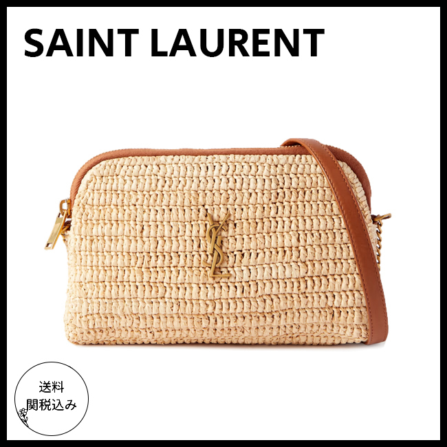 送料関税込【SAINT LAURENT】ギャビー ラフィアショルダーバッグ