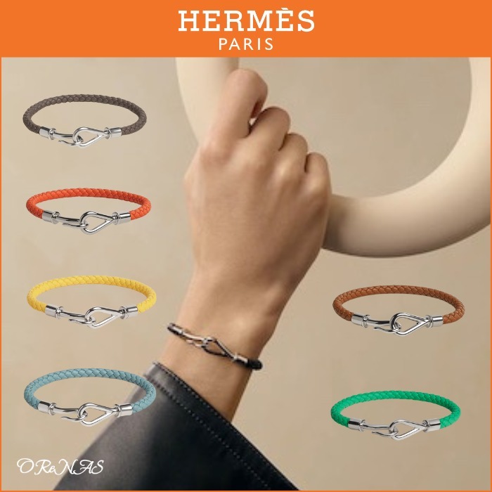 【お洒落☆】HERMES レザーブレスレット メンズ ジャンボH