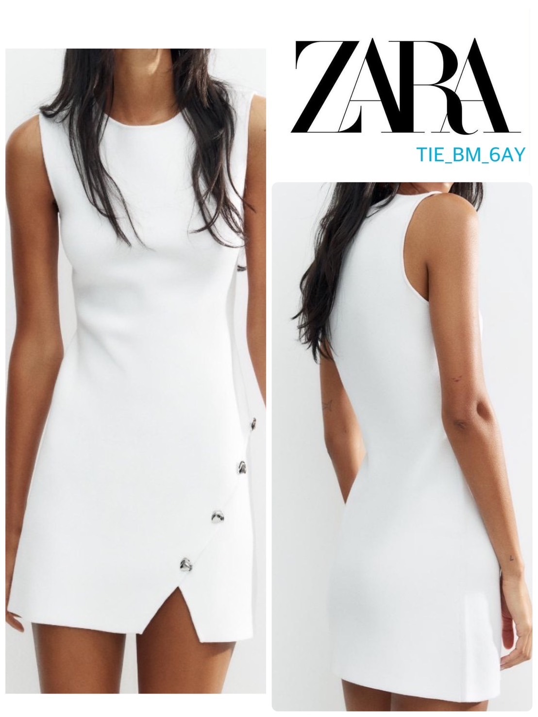 スペイン発送 ZARA ボタン付きショートニットドレス カジュアル
