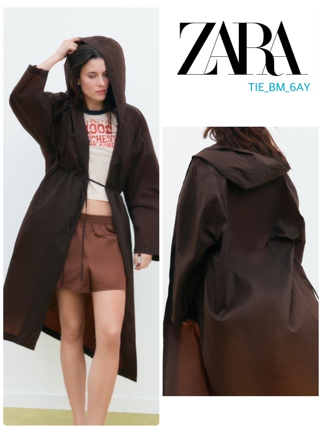 スペイン発送 ZARA パラシュート撥水ロングジャケット 今季新作