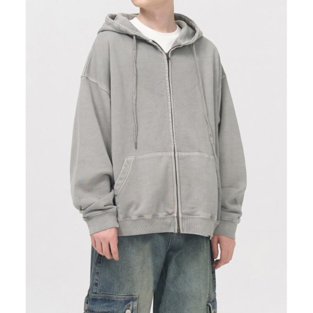 パーカー・フーディ TOFFEE Two Way Pigment Sweat Hoodie Zip-Up LIGHT GREY T3F-2P