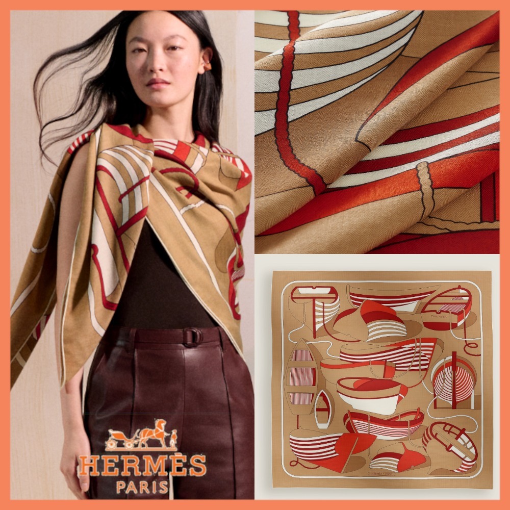 【上品で素敵♪】 HERMES スカーフ140  タラッサ