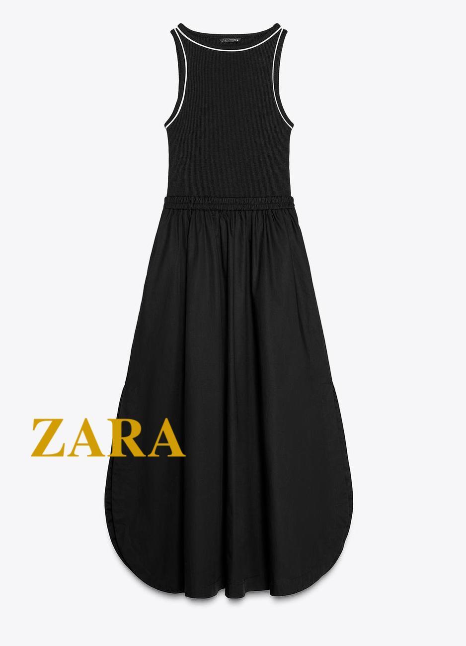 ☆ドイツ発*ZARA*新作*コントラストトリムワンピ/BLACK☆