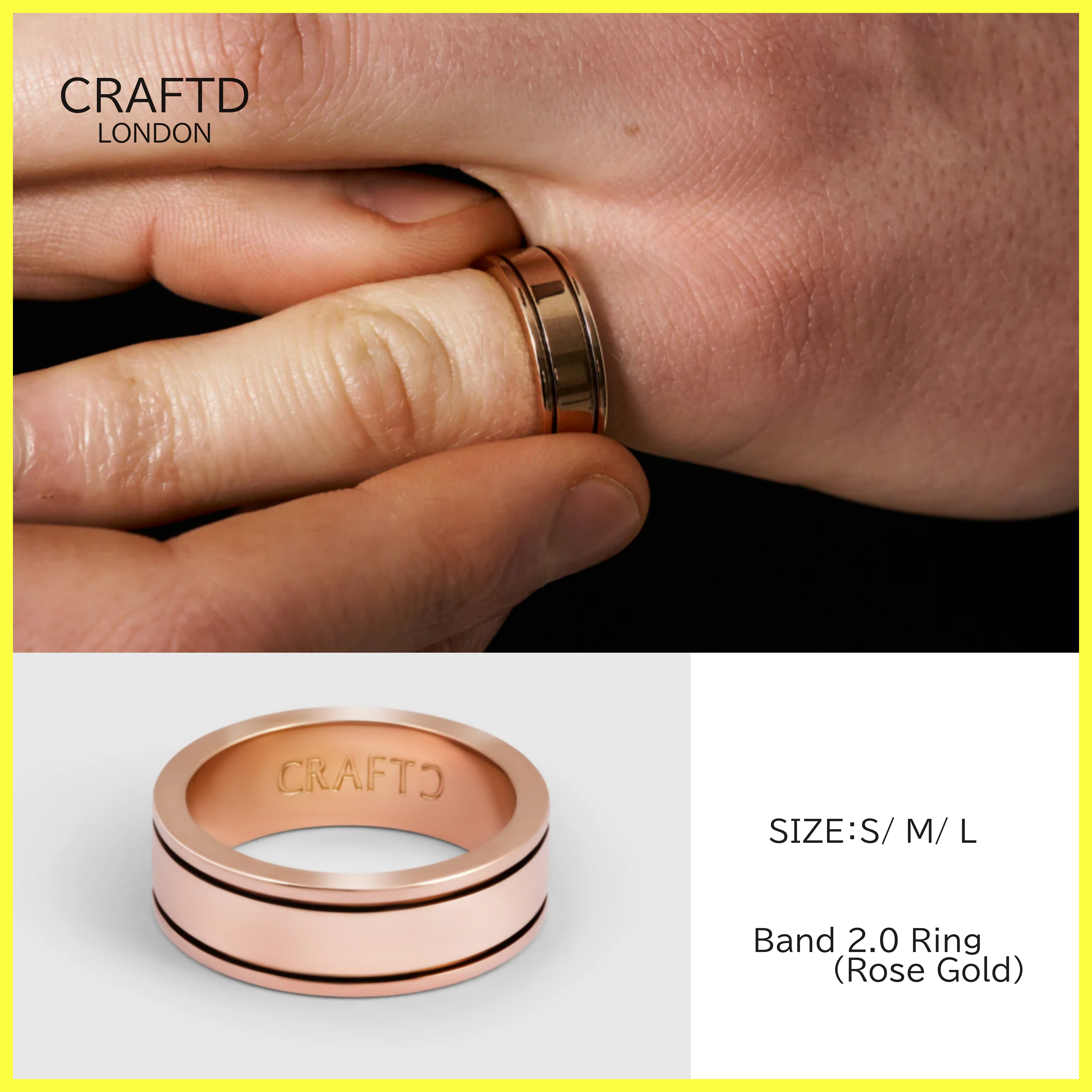 送料税込【CRAFTD London】Band 2.0 Ring (Rose Gold)☆国内発送