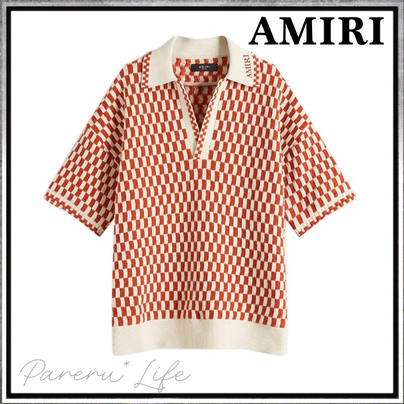 大人気★【AMIRI】チェック柄オーバーサイズ織りポロ