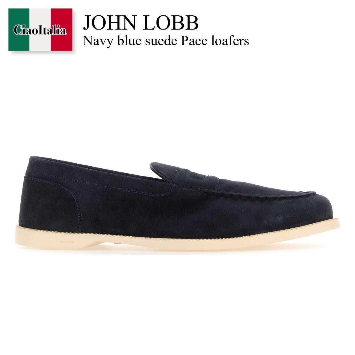 ドレスシューズ・革靴・ビジネスシューズ John Lobb Navy Blue Suede Pace Loafers
