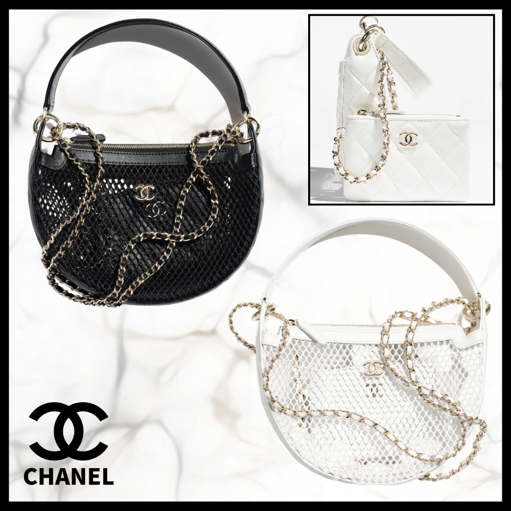 【CHANEL】ポーチ付き★メッシュ素材 ラウンド ハンドバッグ