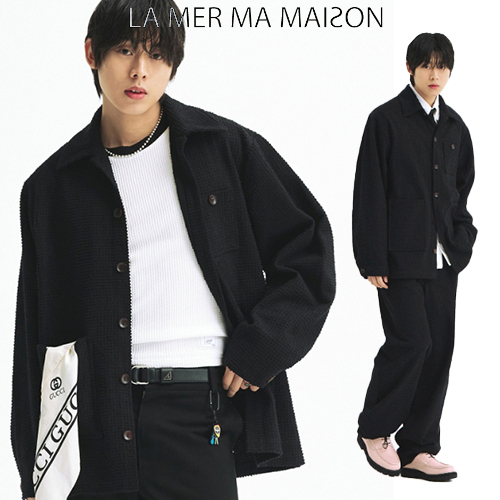 ラメルマメゾン正規品★25SS★WOOD BUTTON FRENCH JACKET BLACK