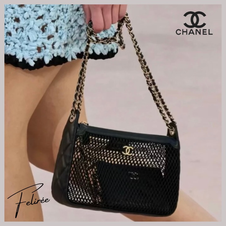 《爽やか☆》CHANEL メッシュ素材 ショルダーバッグ ポーチ付