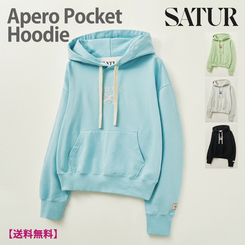 [共用]★SATUR★Apero Pocket Crop Hoodie★クロップドパーカー