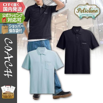 コットン ブルー（青）系 Coach(コーチ) ポロシャツ(メンズ