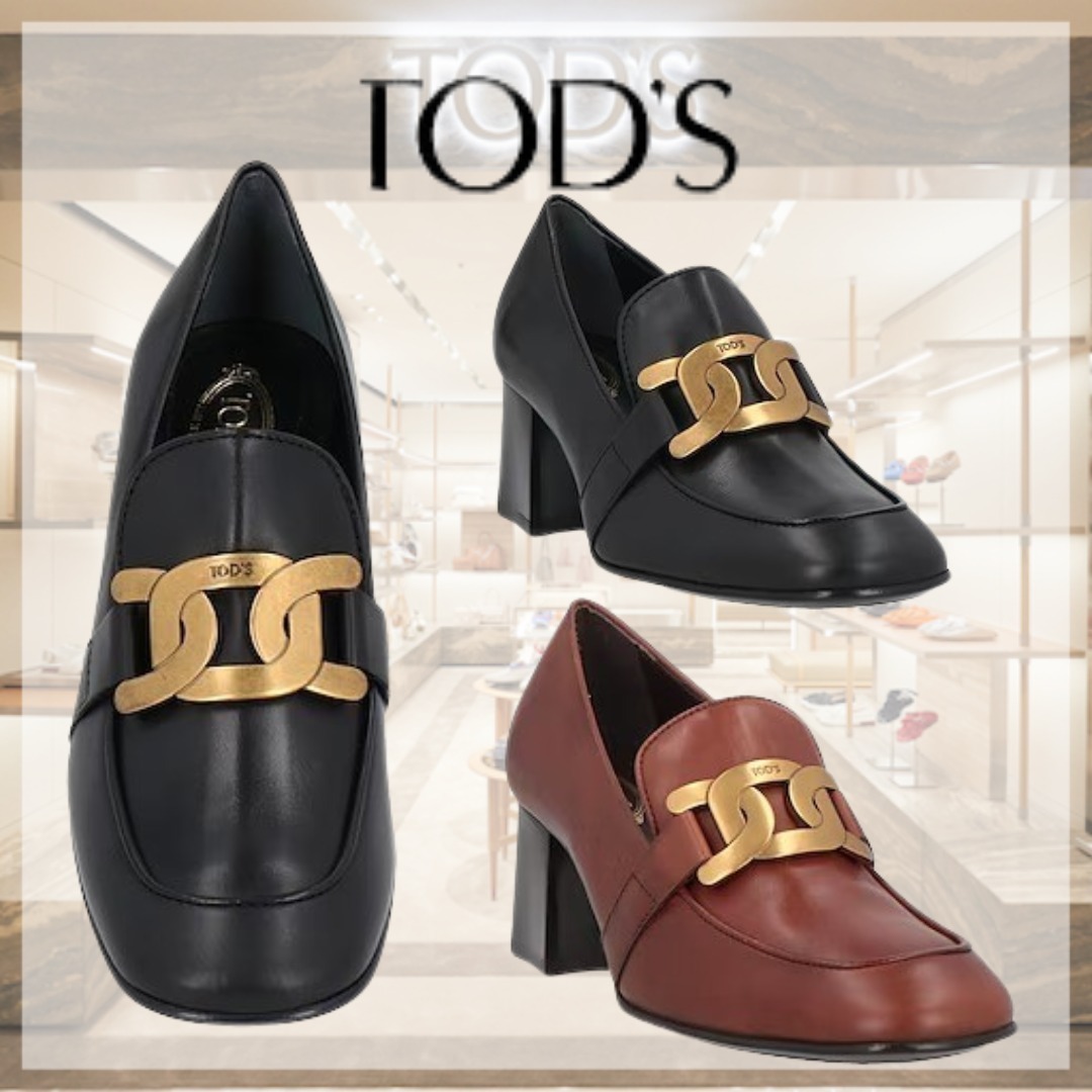 TOD'S* トッズ ブランドロゴ レザー モカシン ローファー