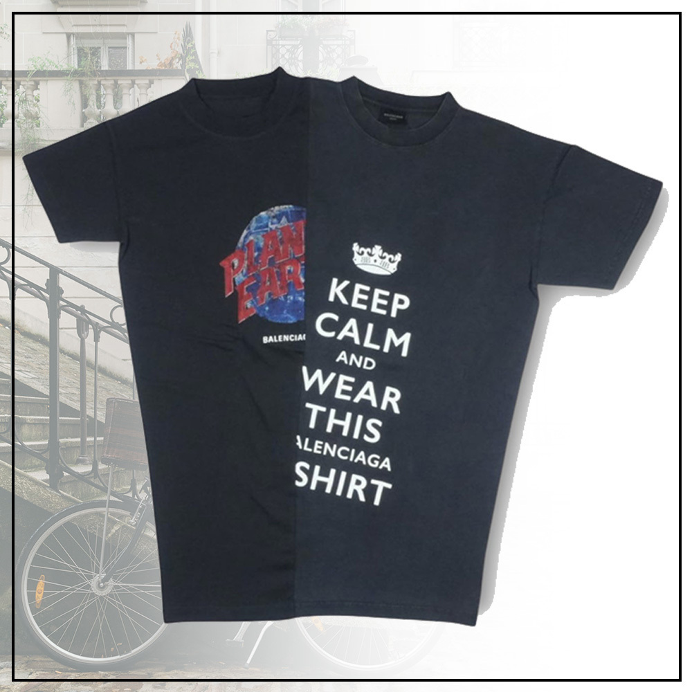 BALENCIAGA 50-50 Tシャツ 個性的 カラーコントラスト デザイン