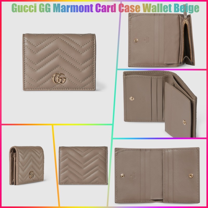 ★Gucci★GG Marmont Matelasse Card Case Wallet★Beige