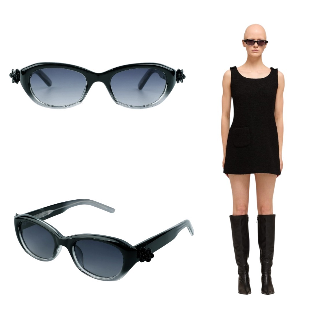 サングラス [KIMHEKIM] Rose Embellished Gradated Cat-Eye Sunglasses