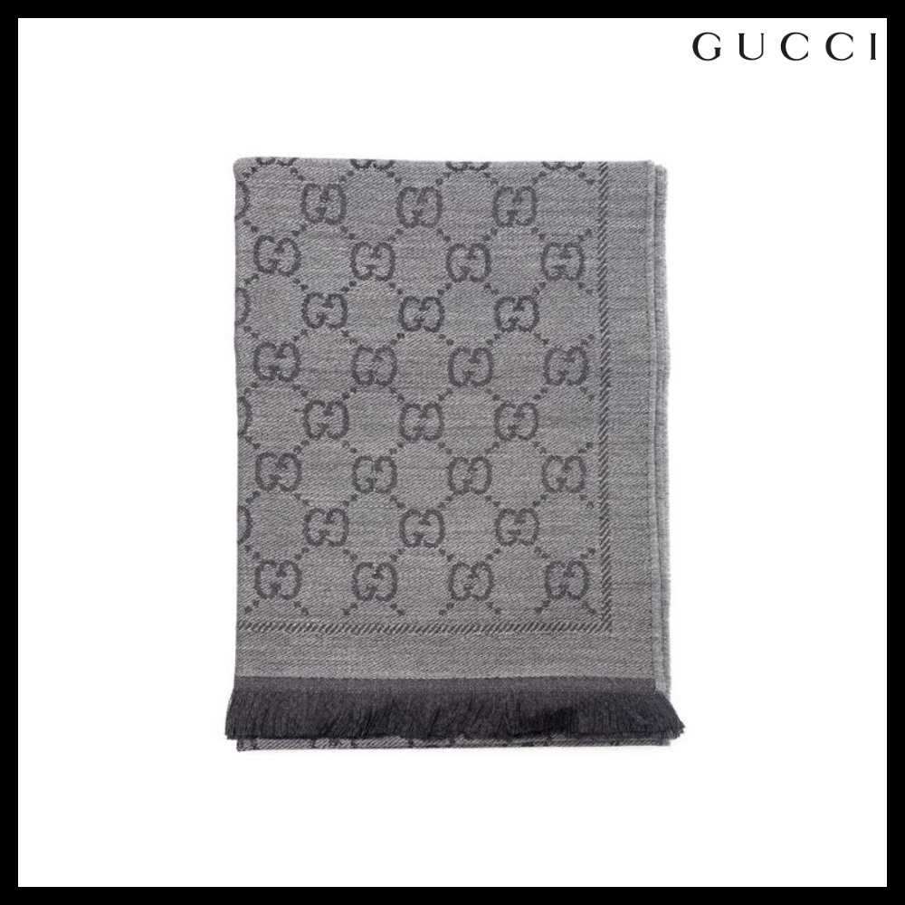 【GUCCI】GG ジャカード パターン ウール スカーフ