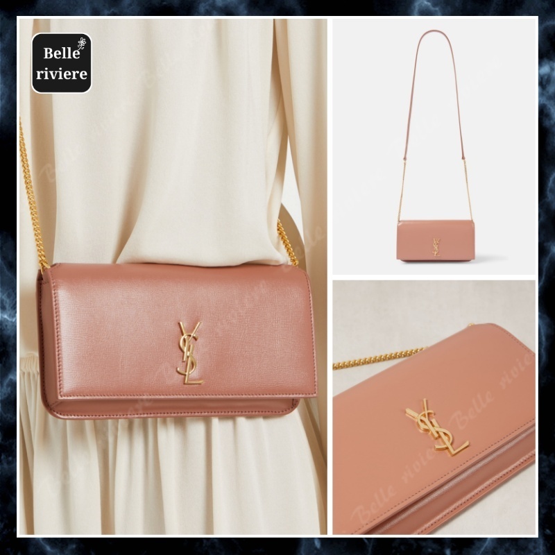 24AW new/Saint Laurent カサンドレレザー携帯ポーチ Bag Pink