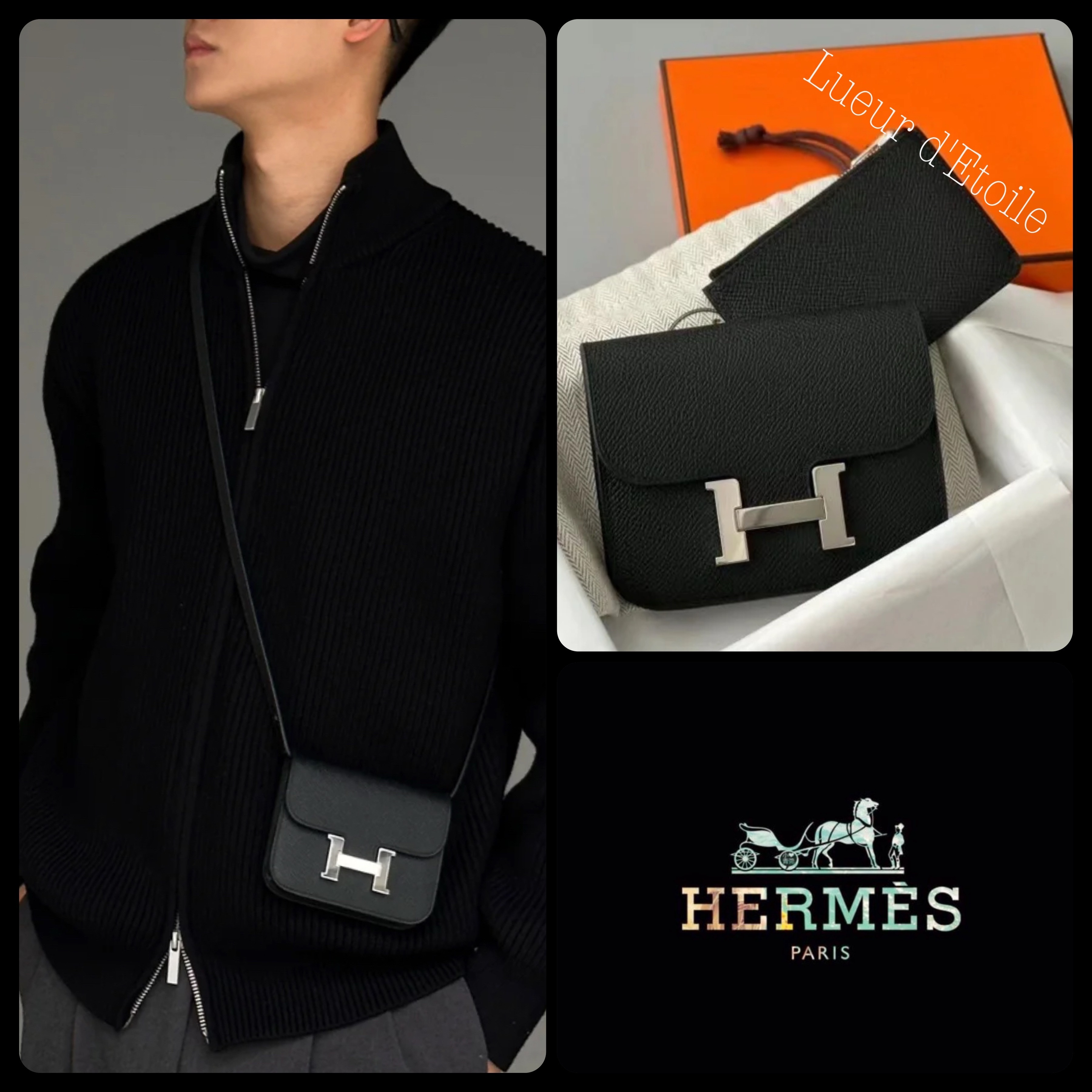 【定番人気！Noir／黒】HERMES コンスタンス スリム ウォレット