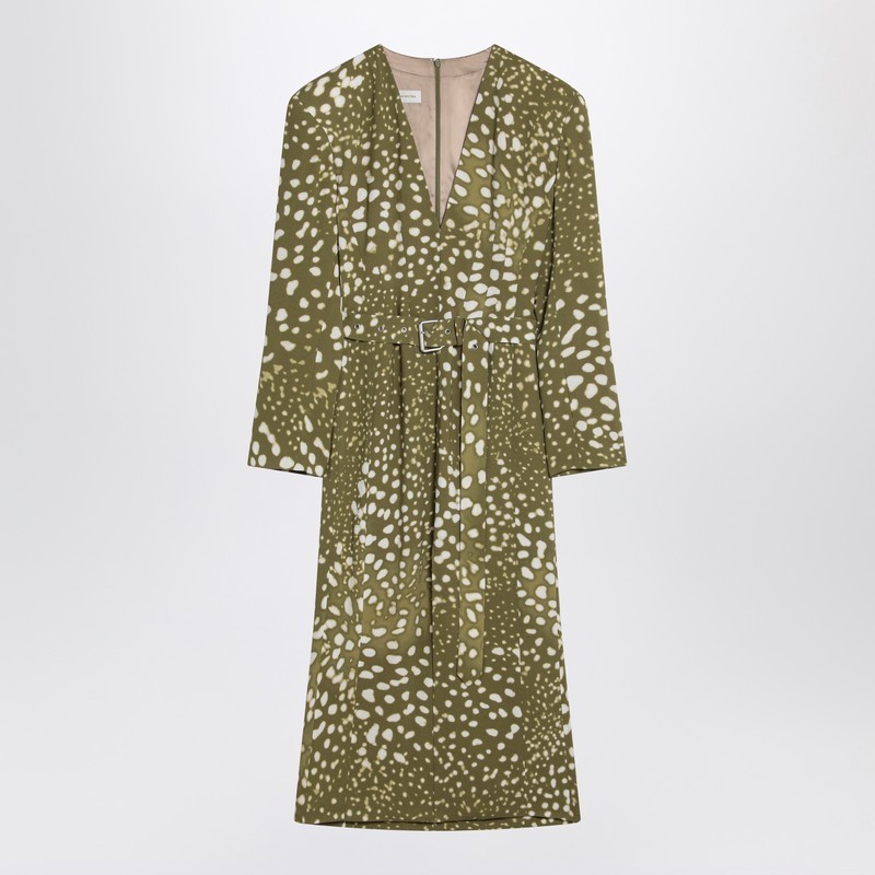 ワンピースその他 Dries Van Noten Dress with belt and khaki green print