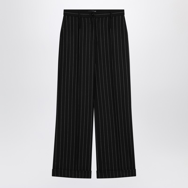 ボトムスその他 Dolce&Gabbana Wide black pinstriped pants