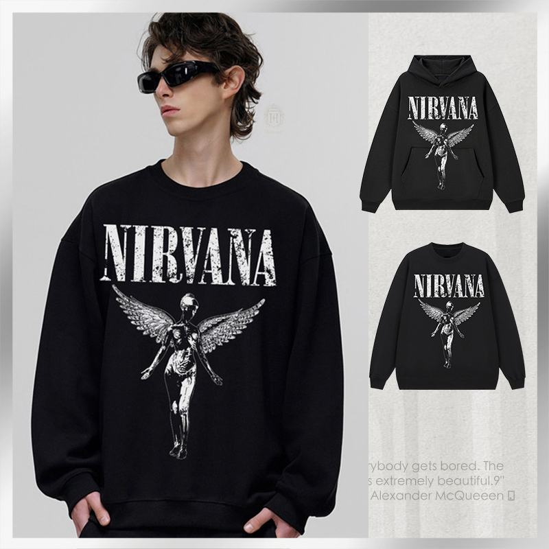 スウェット・トレーナー Luxury Street Wear vintage sweat black nirbana unisexual