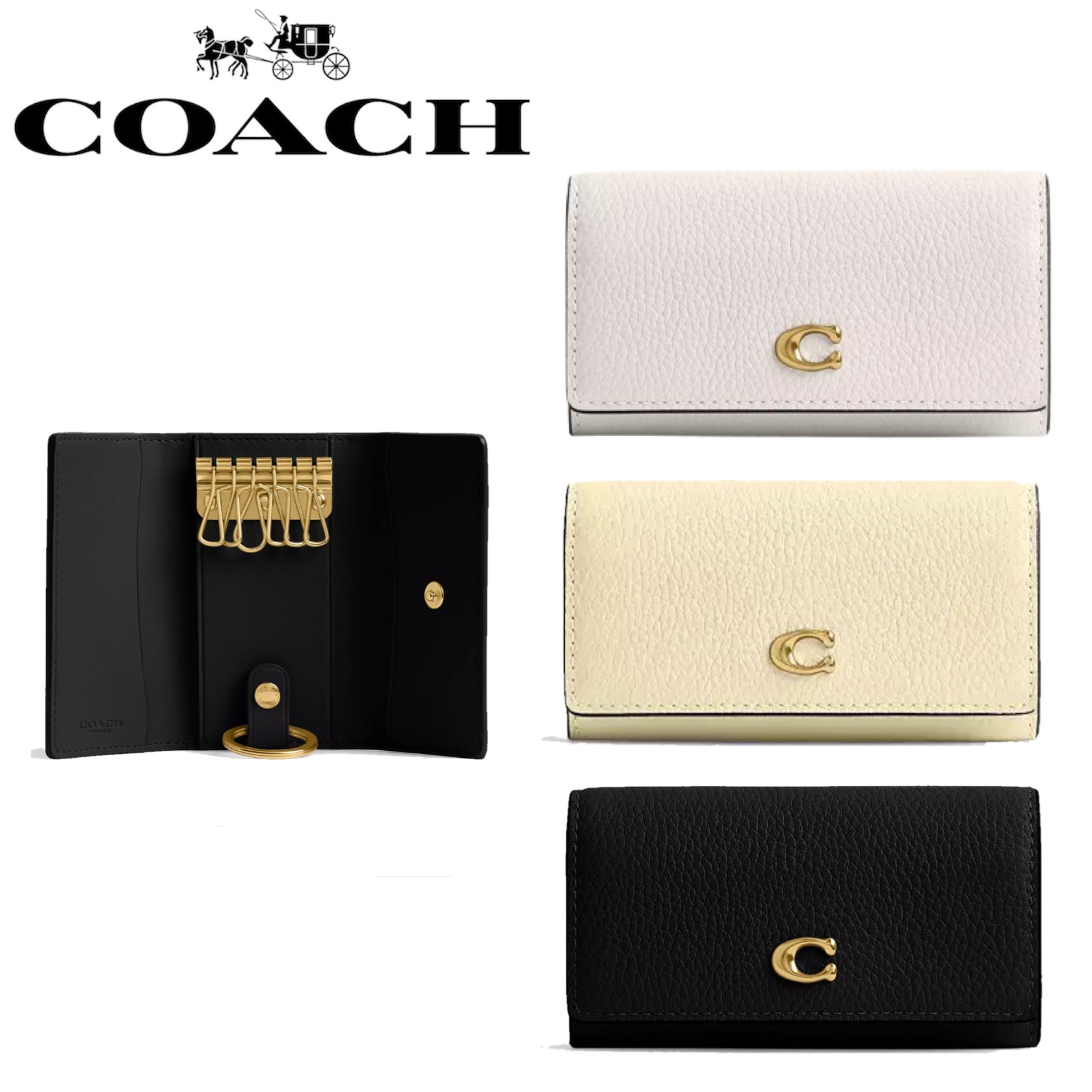 すぐ届く！*COACH* ポリッシュドペブルレザー 6連式キーケース