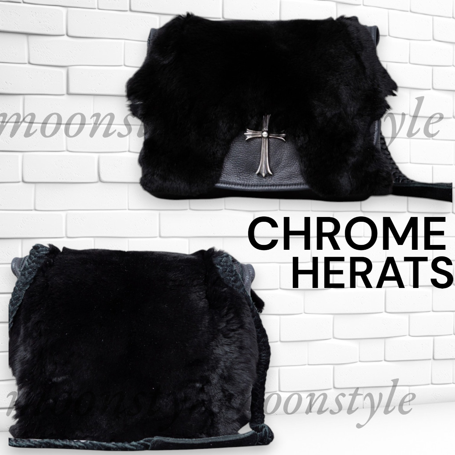 CHROME HERATS★クロムハーツ ファーショルダーバッグ Bランク