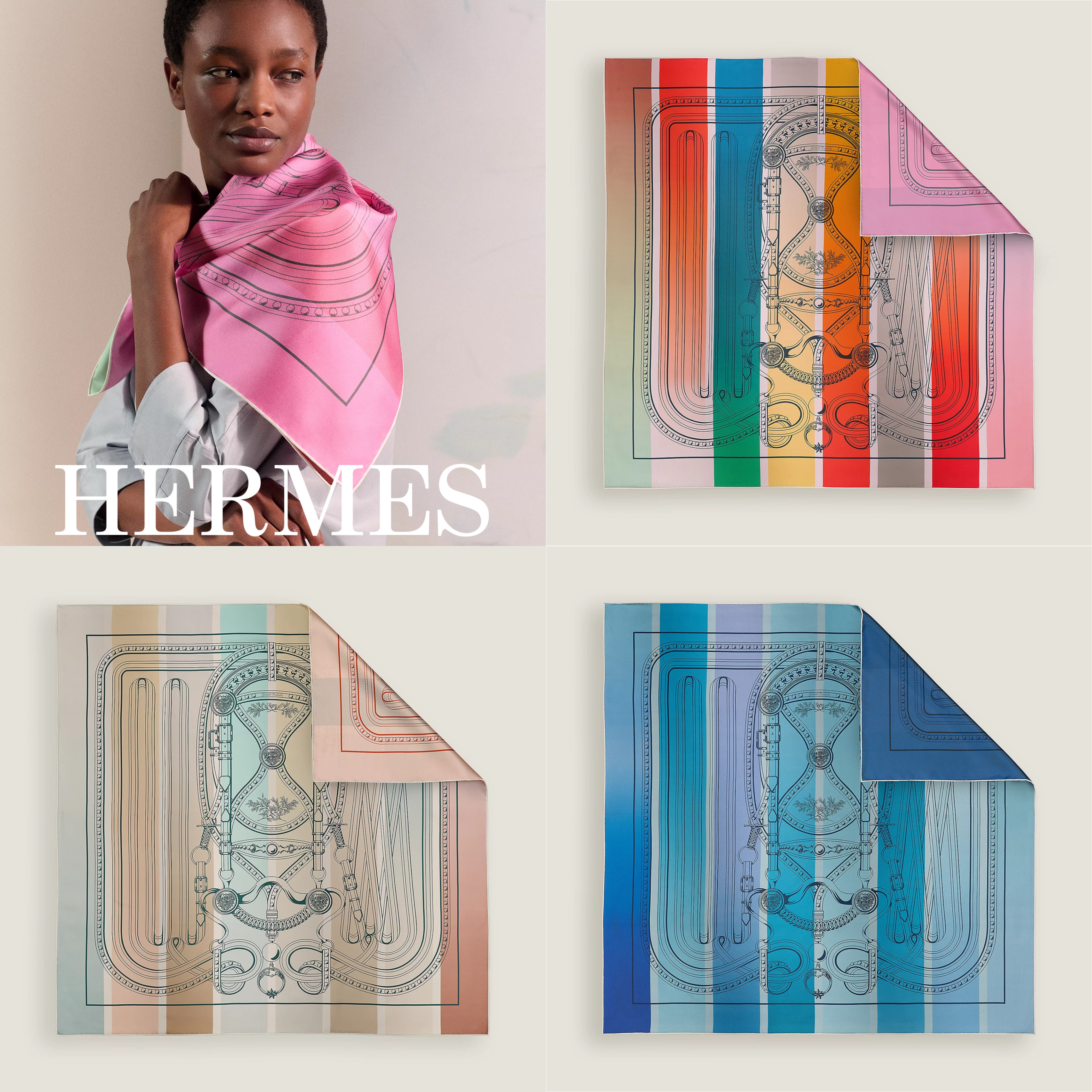 *HERMES*カレ 90 Grand Tralala シルクスカーフ