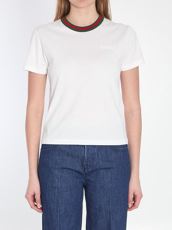 Tシャツ・カットソー GUCCI Women Tops 828882 WHITE