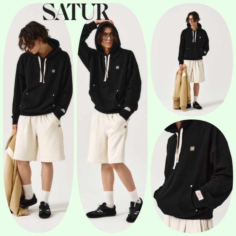 【SATUR】25SS/人気/男女兼用★Classic Small Logo Rivet Hoodie