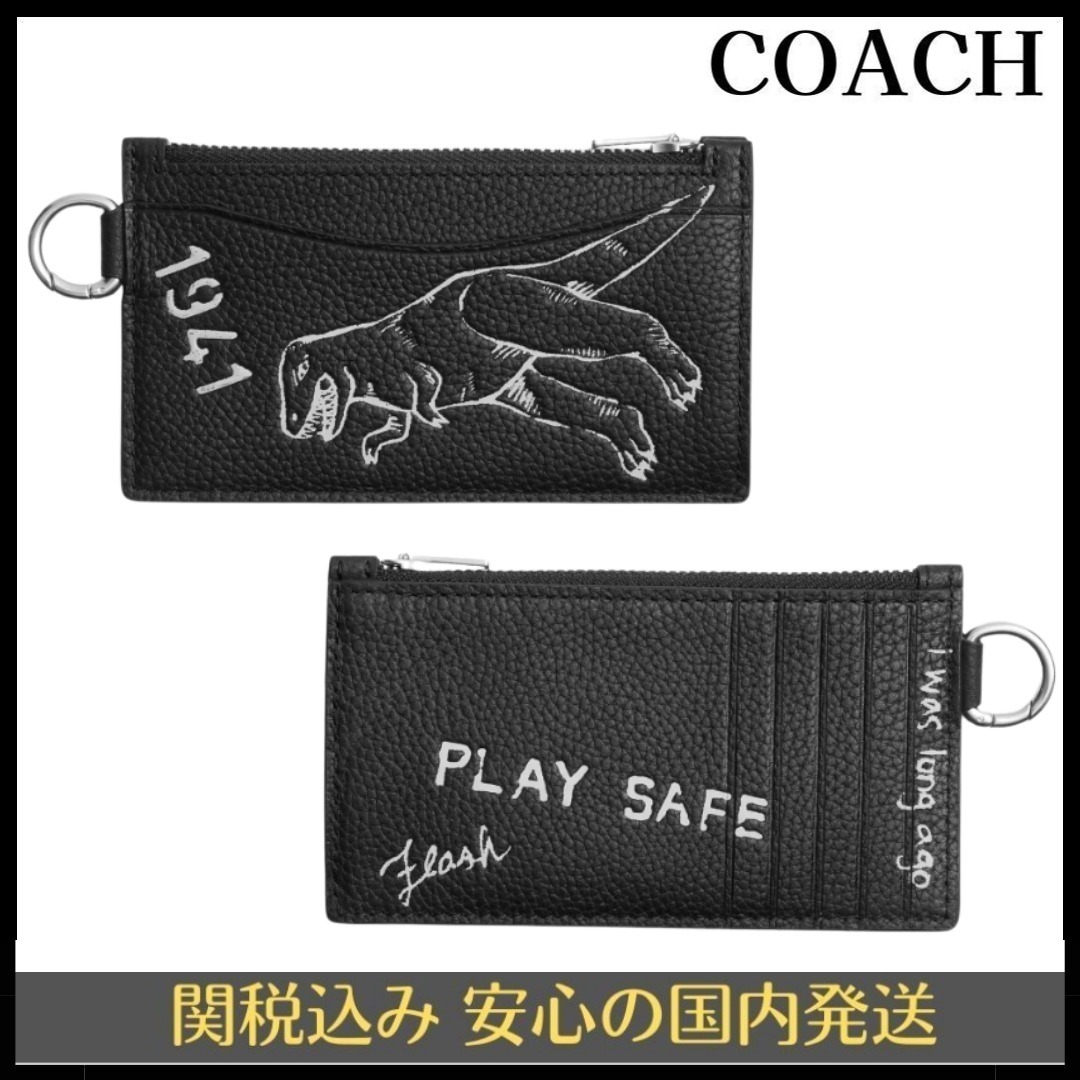 NEW【COACH】ジップ カード ケース・スケッチ プリント