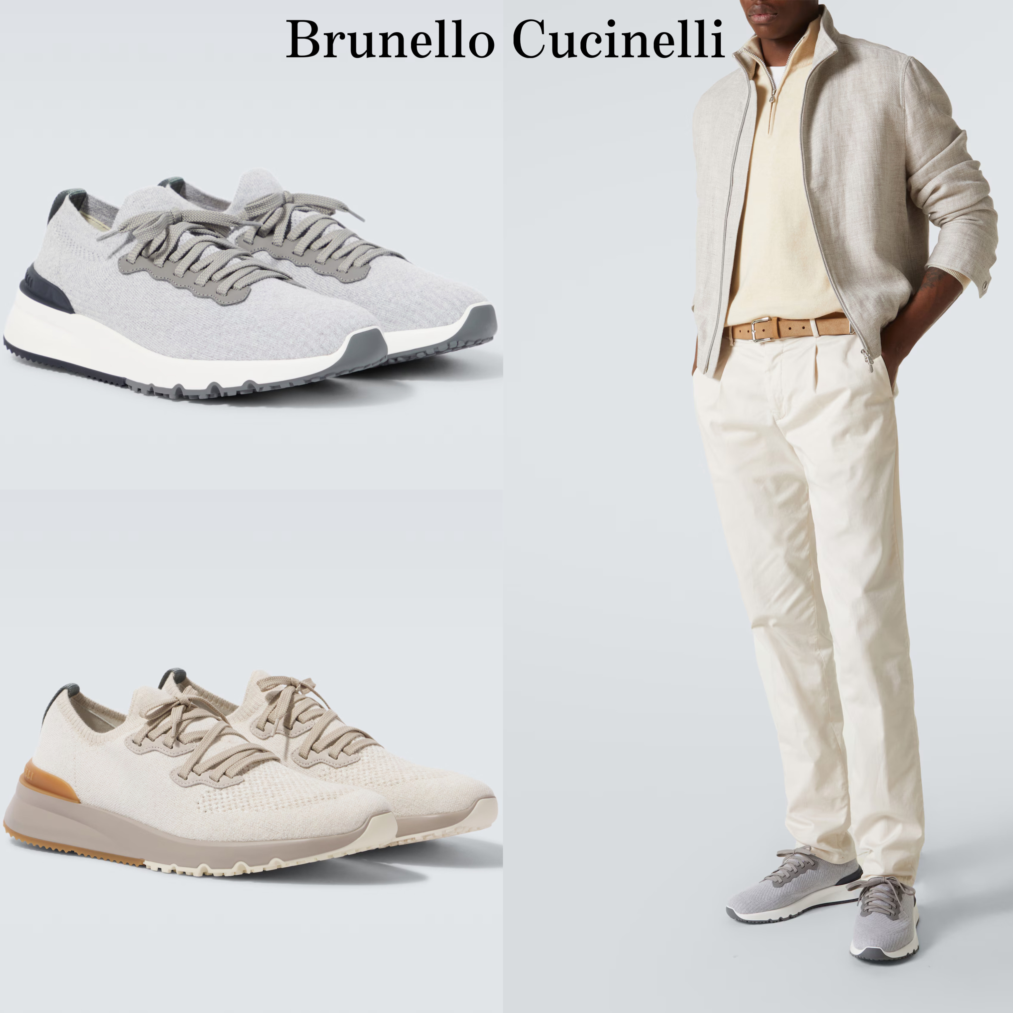 新作メンズ*Brunello Cucinelli* ニット&レザースニーカー