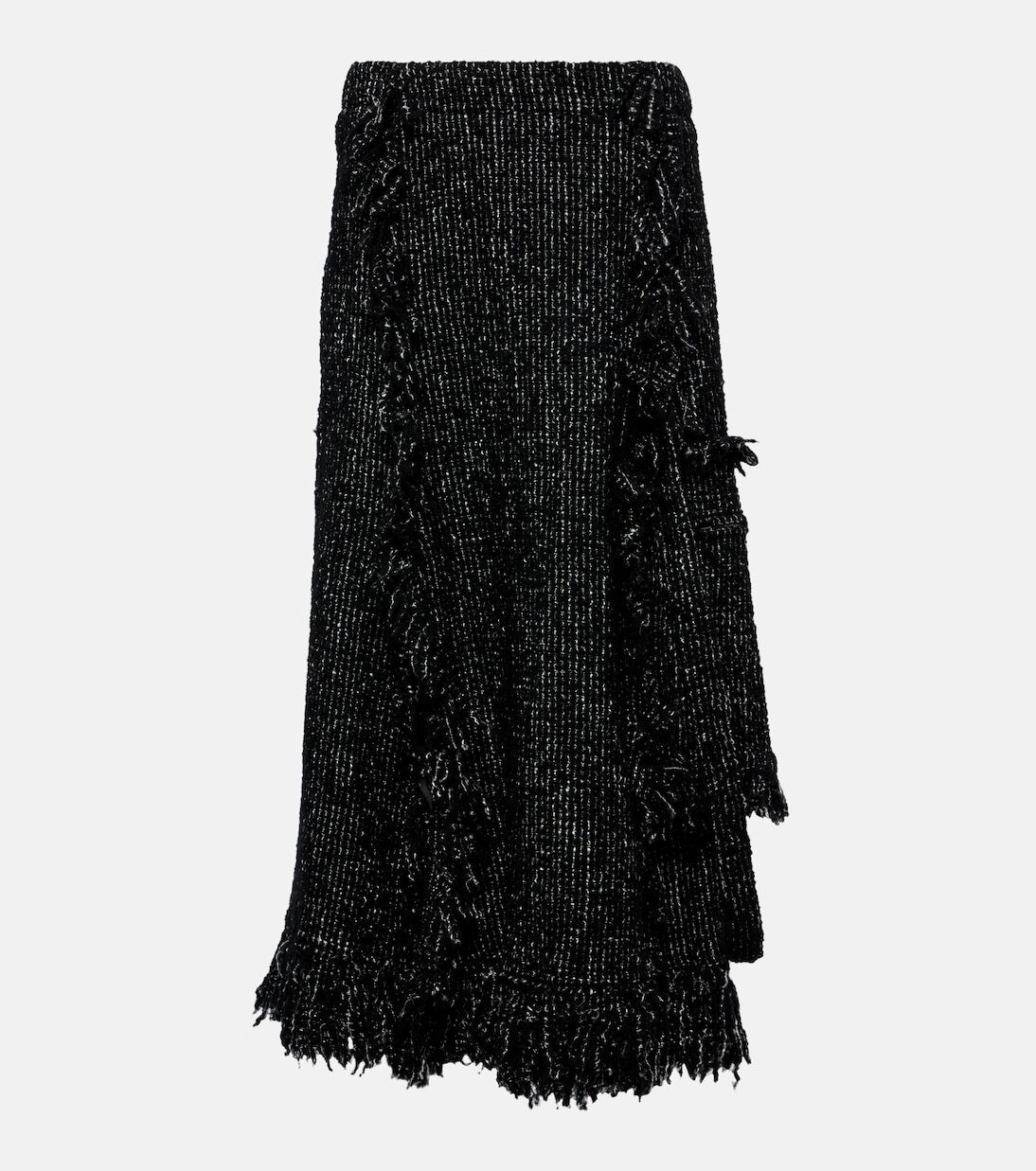 【Sacai】 Fringedフレアツイードミディスカート