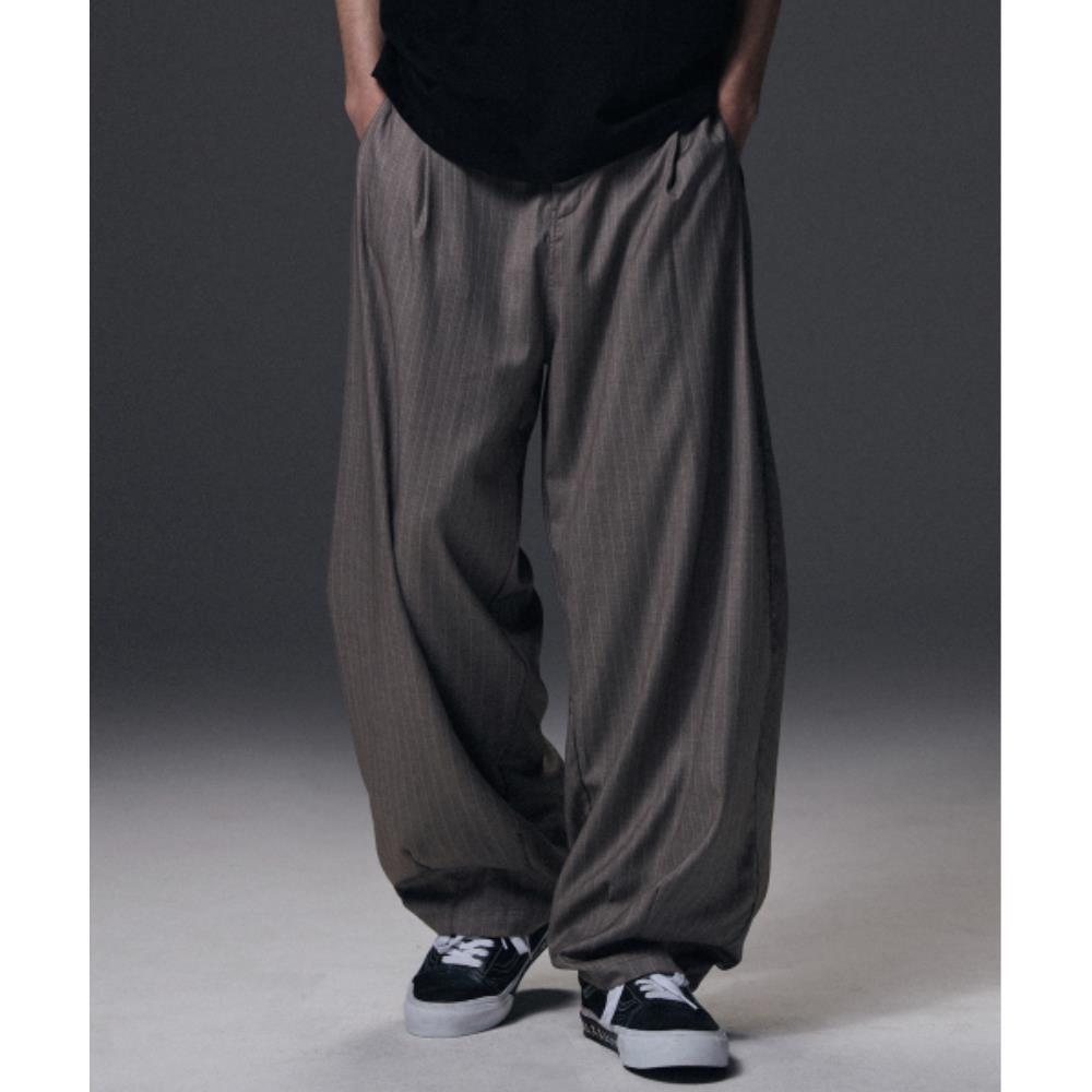 パンツ NOT4NERD TR 3 Tuck Balloon Pants Stripe Brown PT093SBR