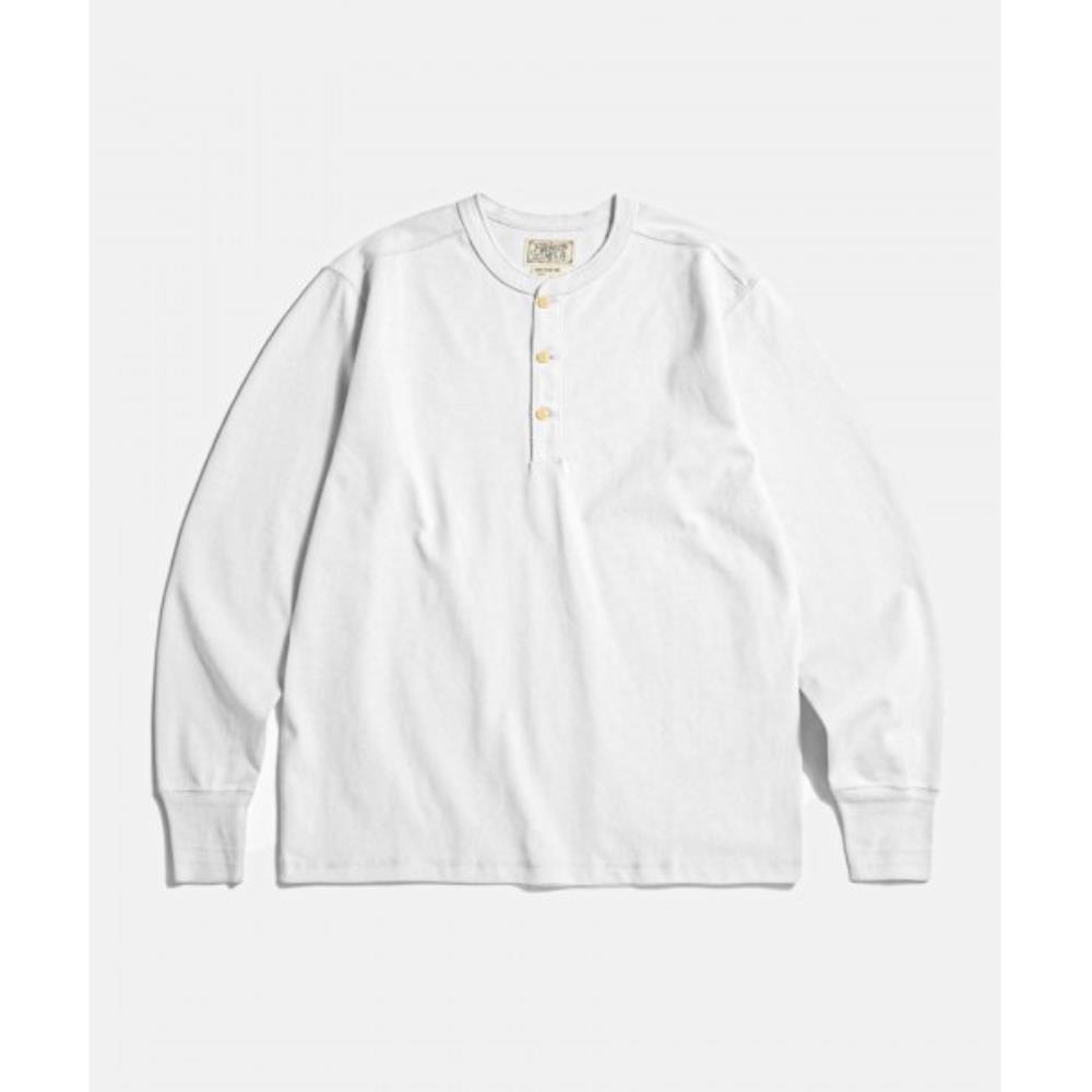 Tシャツ・カットソー bronson Vintage Long Sleeve Henley Shirt White B-TOP-0003-WH