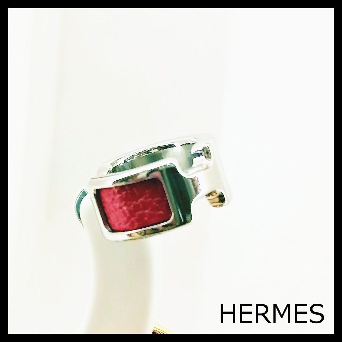 HERMES エルメス リング GM オランプ シルバー レッド メタル