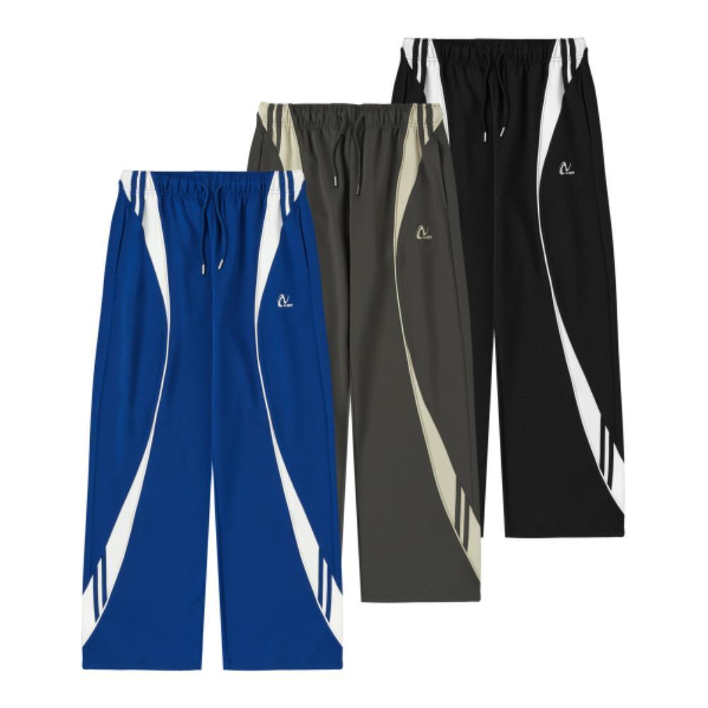 ☆NERDY☆ Curved Line Track Pants Black Blue Charcoal