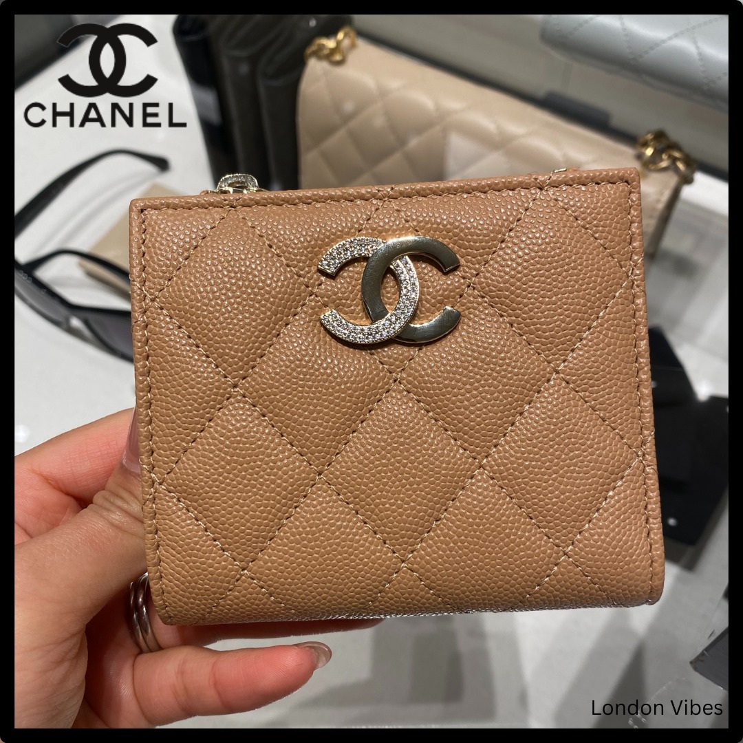 限定CCロゴ CHANEL 財布 コンパクトウォレット ダークベージュ